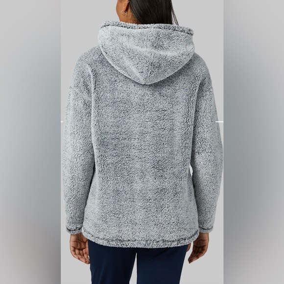 WOMEN'S SOFT SHERPA PULLOVER HOODIE - BLACK MARLED HEATHER - Picture 2 of 4